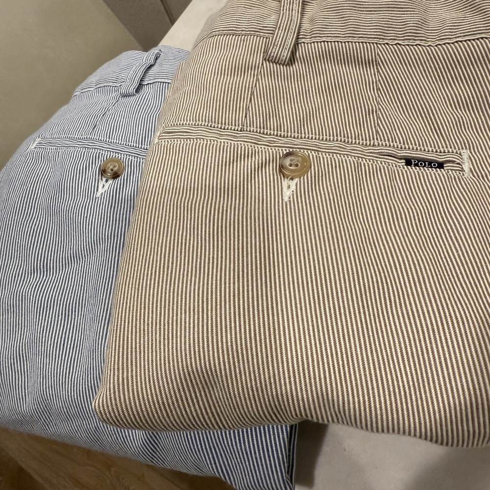 Polo Ralph Lauren Shorts Mens 38 Stripe  Classic Fit Seersucker Preppy LOT OF 2!